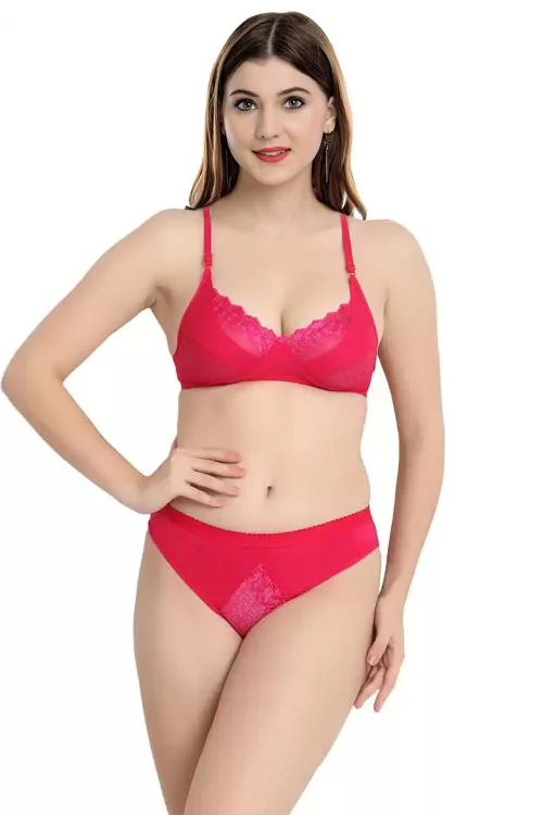 PIBU Trendy Style Red Bra Panty Set For Women Lingerie Set Pack of 1