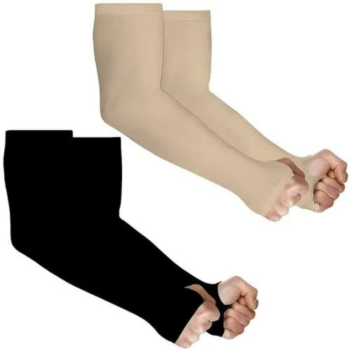 Shirsh UV Sun Protection Arm Sleeves With Thumb Hole For Summer - UPF 50 - Arm Cover For Tanning And Sunburn Protection - 2 Pair
