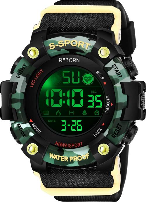 Reborn Digital Watch Black Dail Strap Wrist Digital Watch for Men