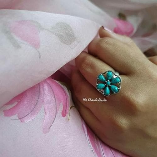 The Chandi Studio 925 Sterling Silver Rustic Romance Blossom Ring