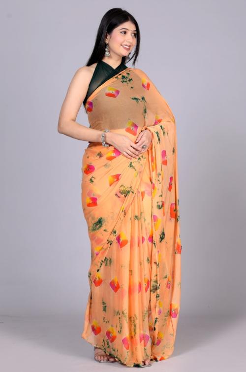 VL Sarees Chiffon Lahariya Printed Multicolor Saree for Women’s With Blouse