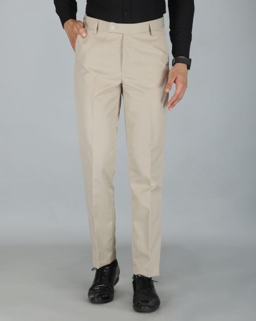 JEENAY Synthetic Formal Pants for Men | Mens Fashion Wrinkle-free Stylish Slim Fit Men's Wear Trouser Pant for Office or Party - 32 US, Beige