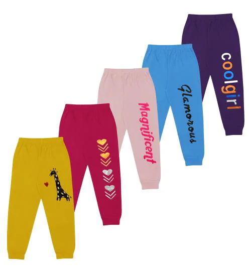 Buy KUCHIPOO Track Pant For Girls Multicolor, Pack of 5 Trackpants ...