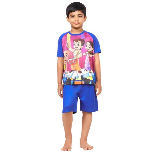 Chhota Bheem Printed Royal Tshirt and Shorts Sportswear For Boys(3-4Y)
