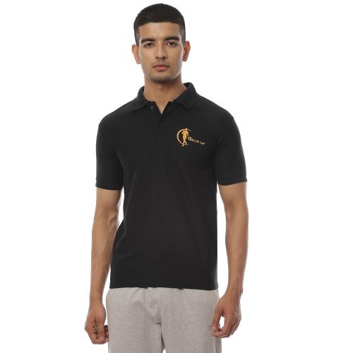 Gear Up Black Matty Collar Sports T- Shirt