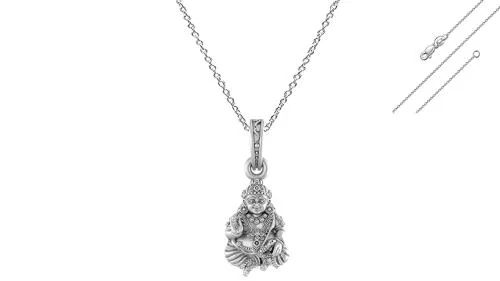 A Akshat Sapphire Pure Silver God Kuber Pendant With Chain Suitable For Womens