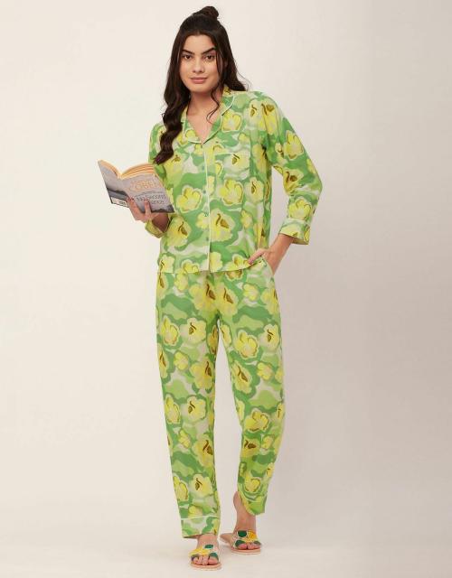 Moomaya Sleepwear, Printed Night Suit For Women, Two-Piece Lounge Set