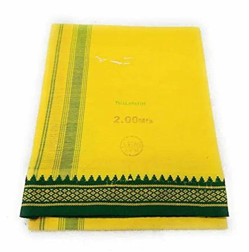 SUMAN TEX Men Yellow Cotton Dhoti