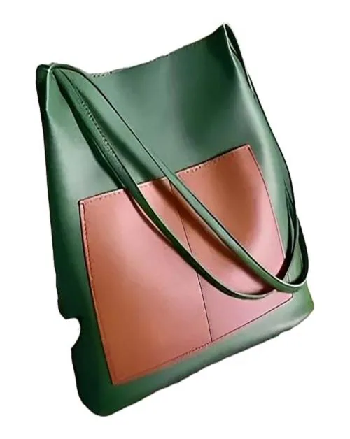 LIZIQI Women Tote Polyurethane Push Lock Adjustabe Strap Trendy Tote Bag |Stylish Spacious Handbag For Office or Travel | Hand Carry Fashion Bags One pocket | Green |32*25*35 cm