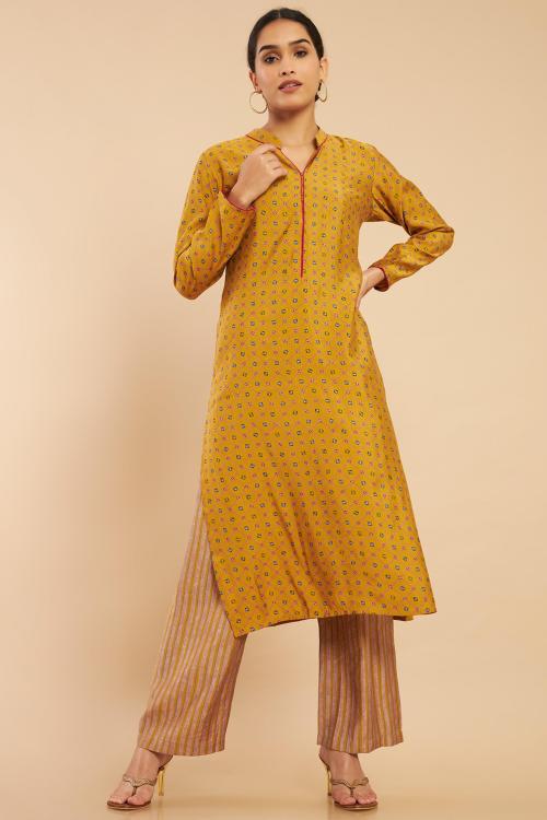 Soch Women Mustard Printed Salwar Suit
