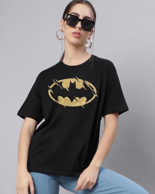 Free Authority Batman Printed Black T-Shirt for Women