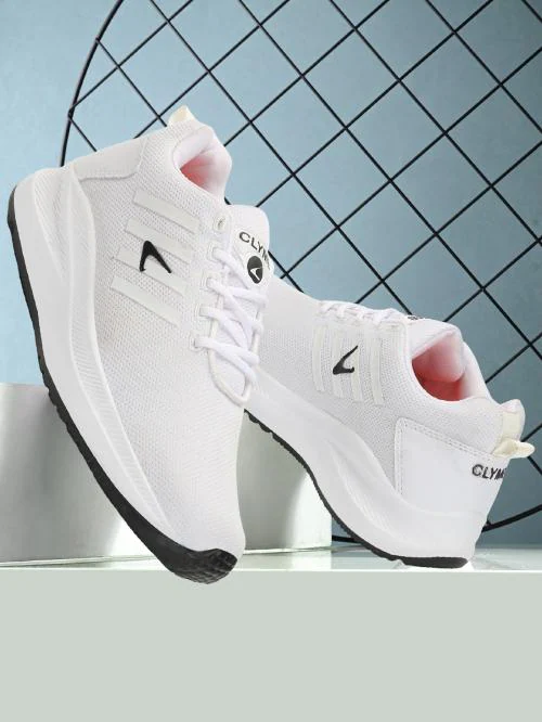 CLYMB Men's Jimmy White Mesh Lace-Ups Walking/Outdoor/Gym & Traning/Running Sports Shoes
