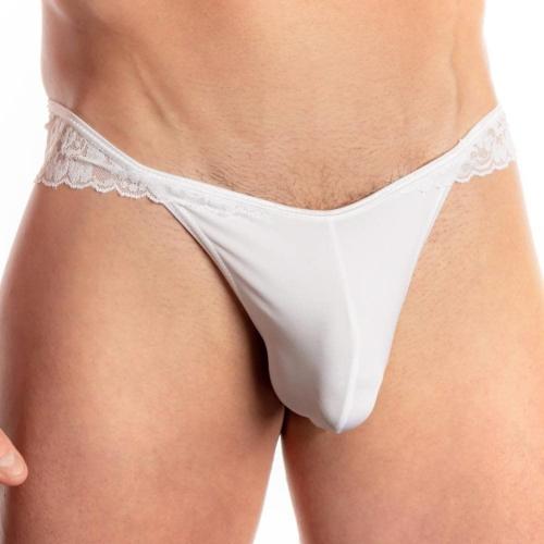 MERSODA White Polyester and Spandex Thong Bikinis Underwear ML-07388
