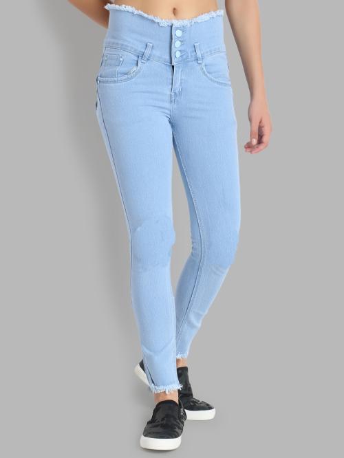 Perfect Outlet Women Light Blue Solid Skinny Denim Jeans