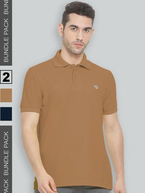 Lux Nitro Combo Pack Polo T-shirt For Men Camel & Navy