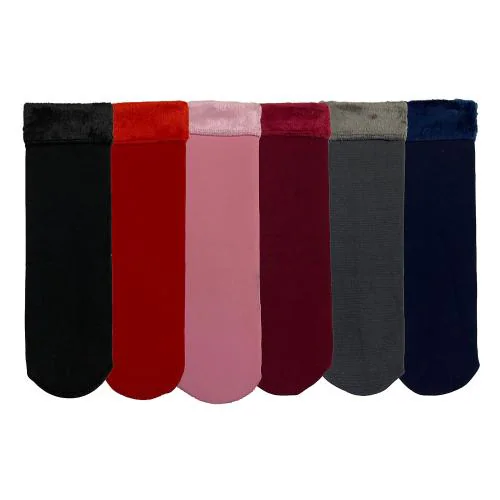TENDSY Multicolor Velvet/Fur/Snow/Winter/Thermal Socks for Women's and Girl's (Pack of 6 Pairs)
