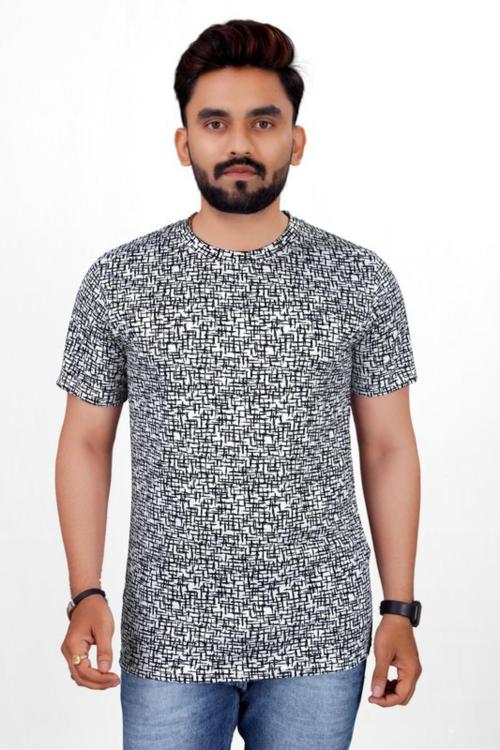 Buy Meghli Fashion Men Grey Printed Elastane TShirt (Xl) Online at
