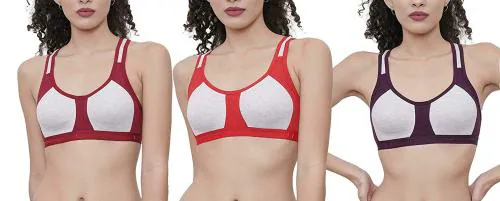 Eve's Beauty Women Multicolor 34B Pack of 3 Padded Sports Bra (34B)
