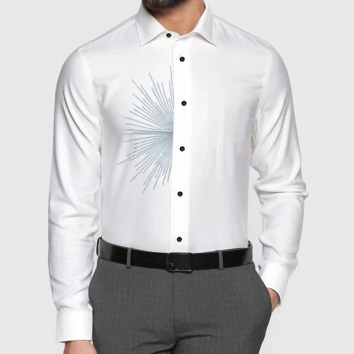 BINAYAK Trendy Men's Printed Shirt - Classic White Casual Fashion Shirt