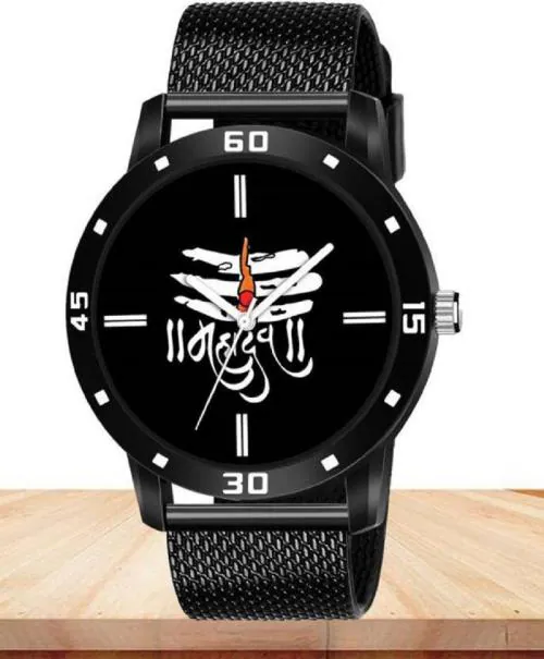 JINKUDI Shiv Black Round Dial Pu Strap With Matt Finish Analog Watch - For Boys