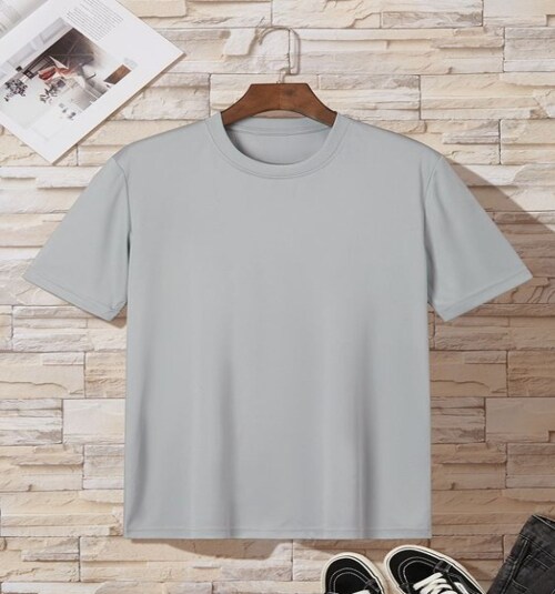 Powermerc Trendy Solid Men Grey Tees
