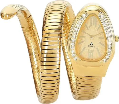 Aglance Analog Gold Dial Gold Strap Watch for Women