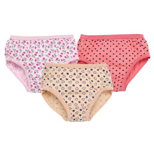 Savage Girls Cotton Panties for 3 to 4 years old with Outer Elastic 55cm Pack of 3