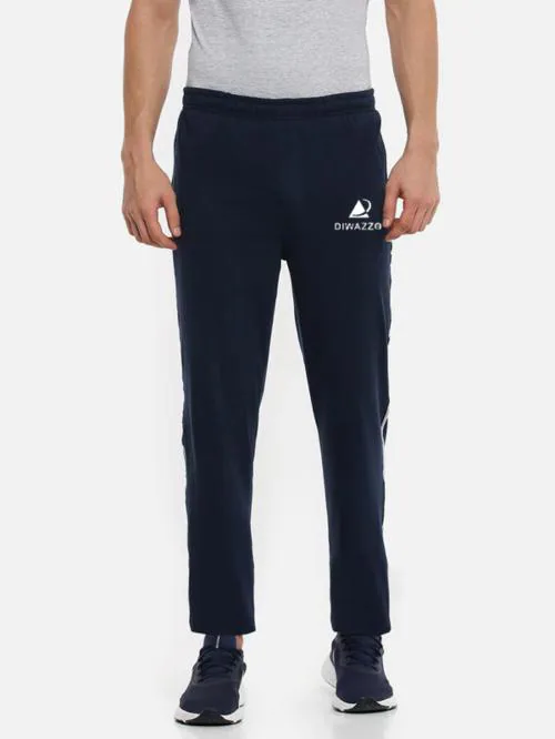 Diwazzo Men Blue Solid Pure Cotton Track Pants (Xxl)