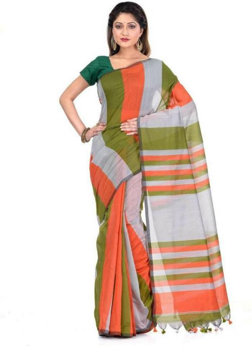 BRYNBRIT Textiles Green Viscose Rayon Printed Bollywood Saree With Unstitched