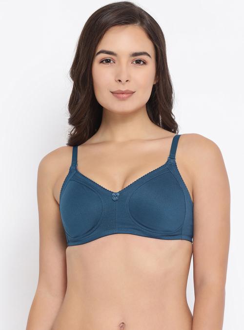 Macrowoman W Series Women Blue Solid Cotton Blend Single Bra