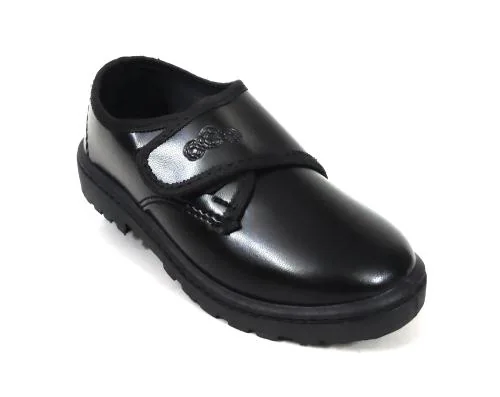 Coolz Unisex Kids Black Formal School Uniform Shoes Derby Velcro