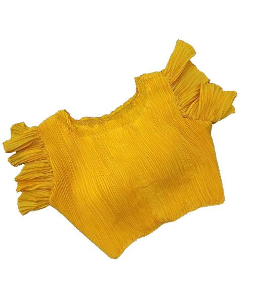 YOELLA Women Yellow Chiffon Blouse