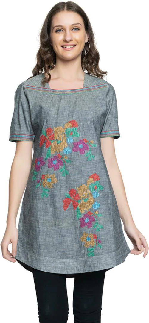 ELTHIA classy Denim Short Kurtis For Summer-Denim