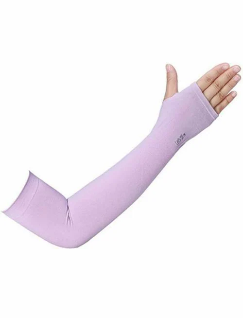SOSHRE Let's Slim Nylon Arm Sleeves for Men & Women Sunlight Protection from Dust, Pollution, Sunburn, UV protection- Suitable for Sports, Gym, Running, outdoor Activities, Summer Gloves-Purple (Pair of 1)