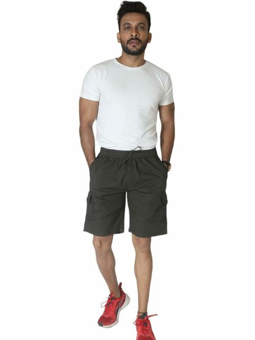 VAYOO 100% Pure Cotton Round Elastic Dyed Cargo Shorts and Bermuda for Men with 2 Front Pocket with 2 Cargo Pocket & 1 Back Pocket and with Vibrant and Dark Colour Ideal for Your Daily and Home Wear