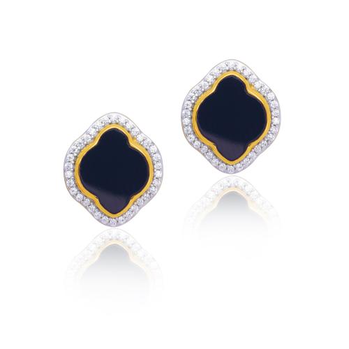 CHIVRI Celestial Elegance Jewelry Set: Onyx, Cubic Zirconia Bracelet, Pendant, Earrings And Chain