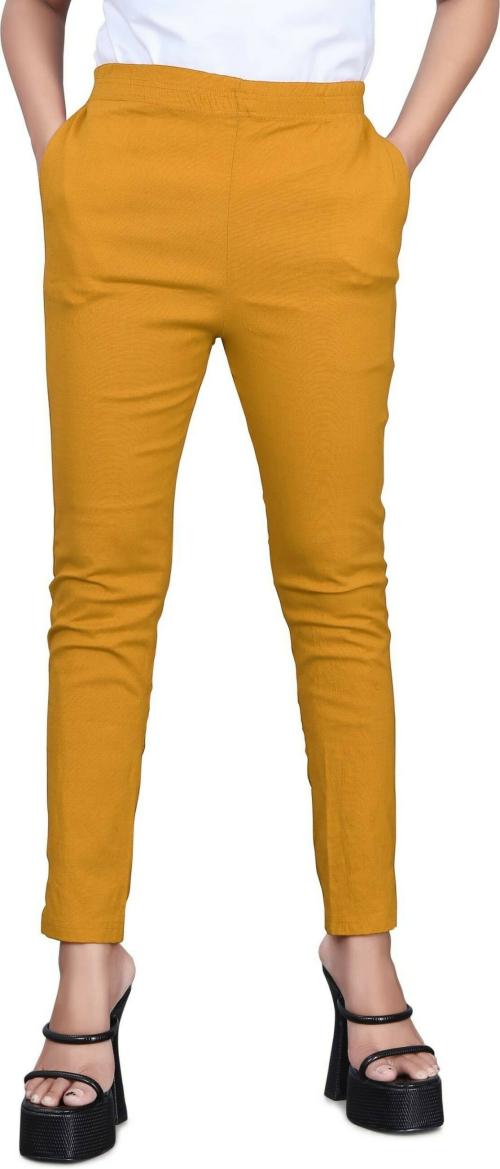 Jayu Fab Women Solid Lycra Blend Cigarette Trousers