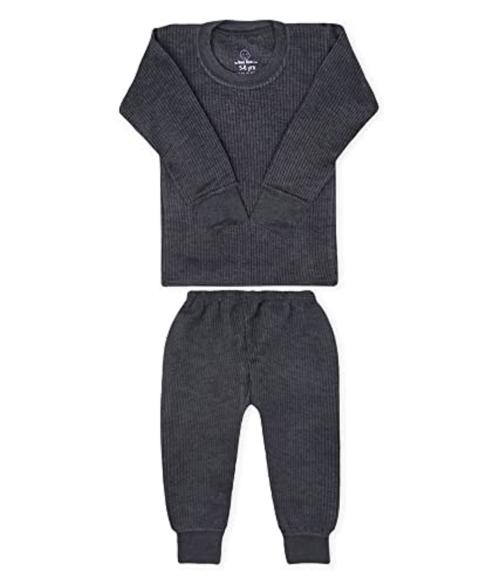 REDGLO Kids Unisex Body Warmer Set of Top Trouser for Kids/Thermal for Boys and Girls/ Winter Wear -Grey-S
