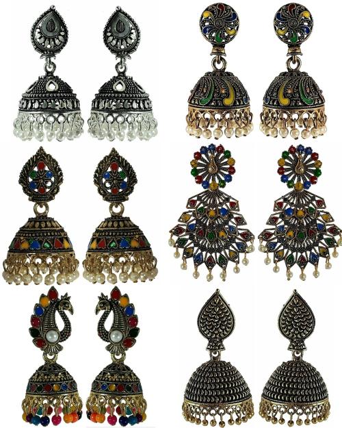 HARITA Multi Color - Multi Design Traditional Party Wear Combo Earrings Set MIX4 MIX228