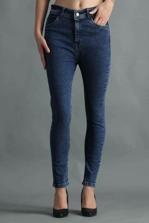 Pompous Women Slim High Rise Blue Jeans