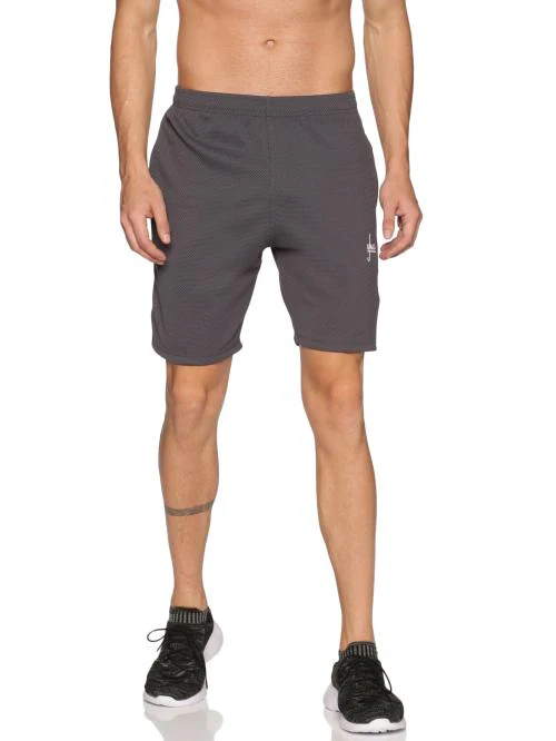 YHA Mens Grey Solid Gym Shorts