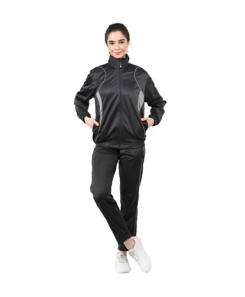 IndiWeaves Women Solid Stylish Polyester Zipper Tracksuits for Winter (Pack of 1) Grey