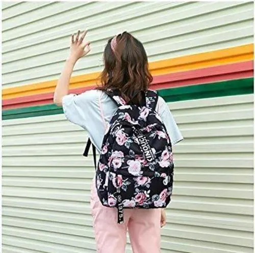 CHOLISS Women's Stylish Black Flower backpacks for women latest college/School bags for girls Small Backpacks Women Kids Girls Fashion Bag