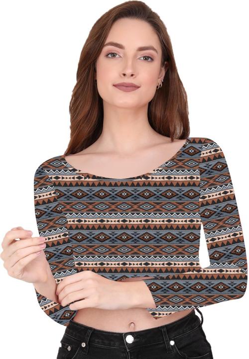 AD2CART _ THE BLAZZE Women Brown Printed Poly Cotton Blouse, Extra Large