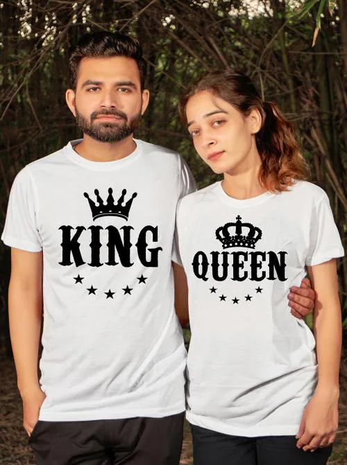 Tween Trends Graphic Print Couple Round Neck White T-Shirt