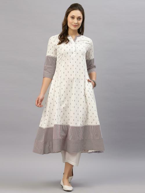 Mode By Red Tape Women Off White Printed Dress