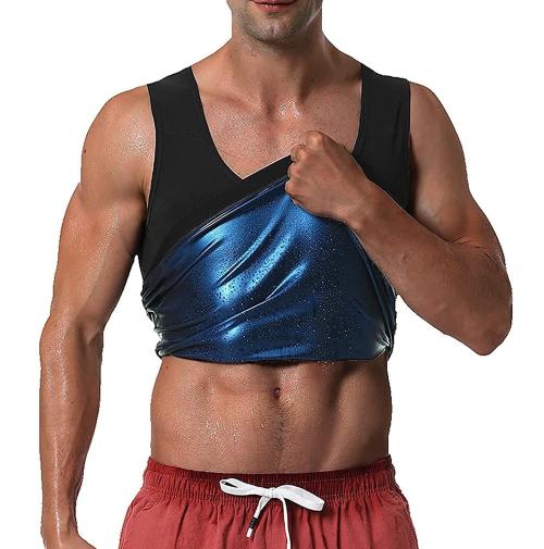 ZURU BUNCH Sweat Shaper Men's Premium Slimming Shapewear Workout Sunna Tank Top Black Vest For Gym Sports-Size-L/XL