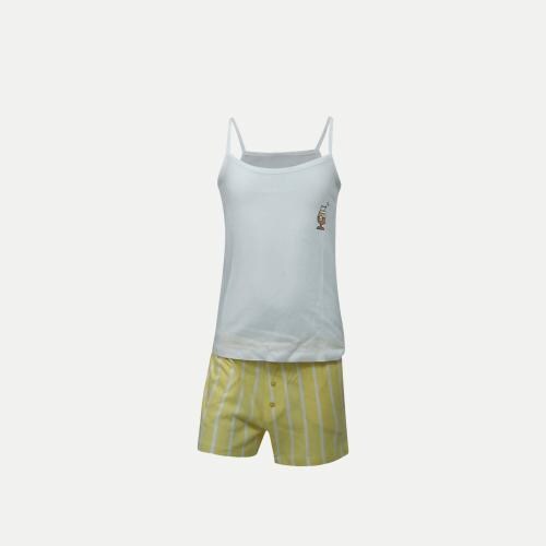 Rad Prix Girls White with Yellow Printed Camisole with Shorts set