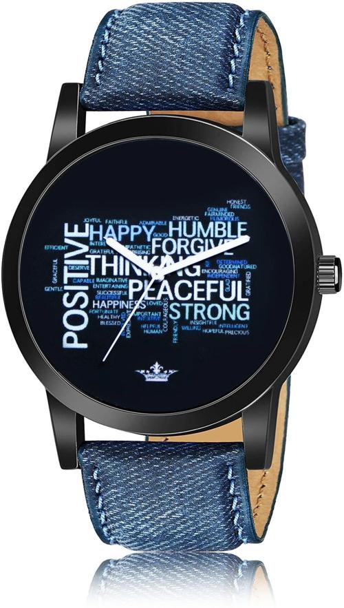 BG DHOLARIYA Analog White, Black Dial Blue Strap Watch For Men
