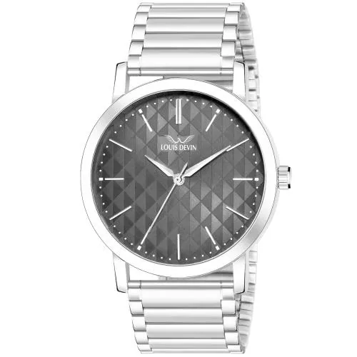 Louis Devin Steel Chain Analog Wrist Watch for Men -G049-BLK-CH